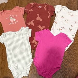 Carter's Girls Multi-Pink & White Short-Sleeve Bodysuit Set